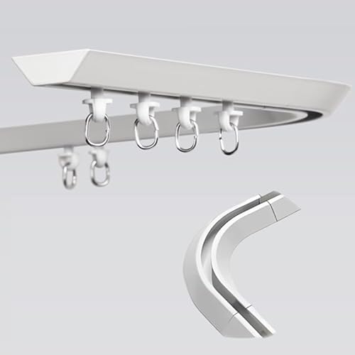 120/250/350/480/500CM Vorhängeschiene 1 Läufig, Leisem Eckgleiter, Aluminium-Vorhängestange Für Gardinen Wohnmobil-Vorhangschiene Raumteiler Duschvorhang(90 Degree Corner Bends)