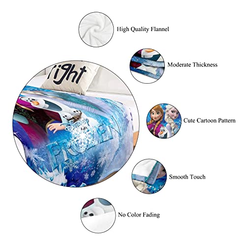 Frozen Blanket Cute Cartoon Kids Blankets For Girls Fleece Toddler Blanket Printed Blankets For Girls Cozy Kids Throw Blanket Super Soft Plush Toddler Blankets Princess 50''X60'' #TOP3