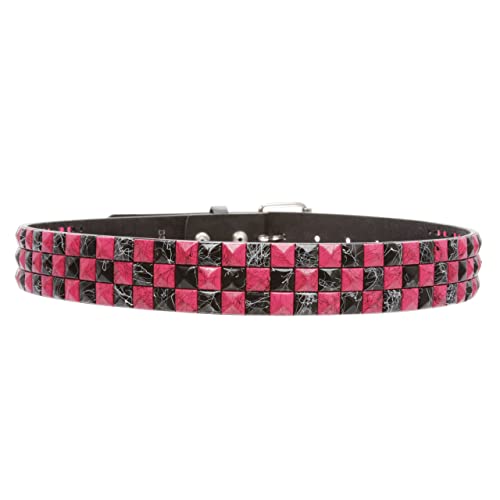 Snap On 1 1/2" Hot pink & Black Checkerboard Punk Rock Studded Belt3