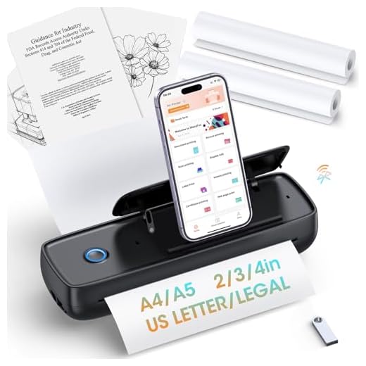 GUTHERREN Portable Printer Wireless for Travel，Bluetooth Thermal Printer Support 8.5" X 11" US Letter &Legal, A4&A5 Thermal Paper, Inkless Compatible with iOS, Android & Laptop for Office Car Home