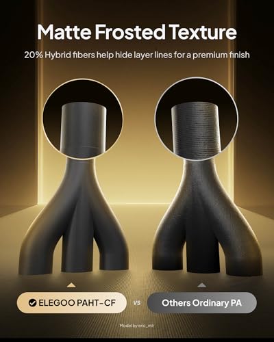 Image of ELEGOO Carbon Fiber PAHT Filament 1.75mm Black 1KG, Nylon CF High Temp 3D Printing Filament, High Strength & Rigidity, Corrosion Resistance, 1KG(2.2lbs) Spool for Enclosed FDM 3D Printers