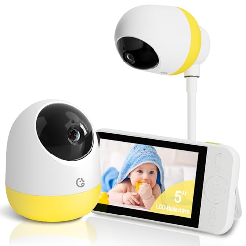 Ellie Babyphone mit Kamera ohne WLAN,2K UHD 5-Zoll-IPS-Display, 6000mAh-Akku,Baby Monitor mit...