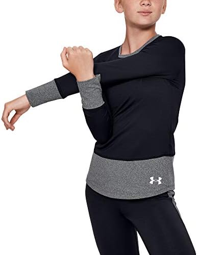 Under Armour Girls' Girl ColdGear Long Sleeve Crew T-Shirt , Black (001)/White , Youth X-Large