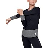 Under Armour Girls' Girl ColdGear Long Sleeve Crew T-Shirt , Black (001)/White , Youth Large