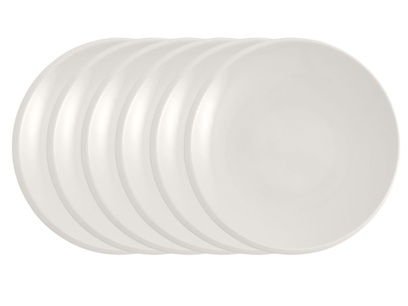 Villeroy & Boch Newmoon talerz śniadaniowy, biały, 24 cm, zestaw 6 talerzy na śniadanie, brunch, ciasto, desery, można myć w zmywarce, używać w kuchence mikrofalowej, talerze obiadowe, ceramika,