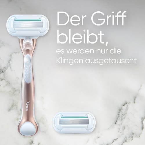 Foto von Gillette Venus Deluxe Smooth Sensitive Rosegold Rasierer Damen, Damenrasierer + 3 Rasierklingen mit 5-fach Klingen, mit diamantharter Beschichtung