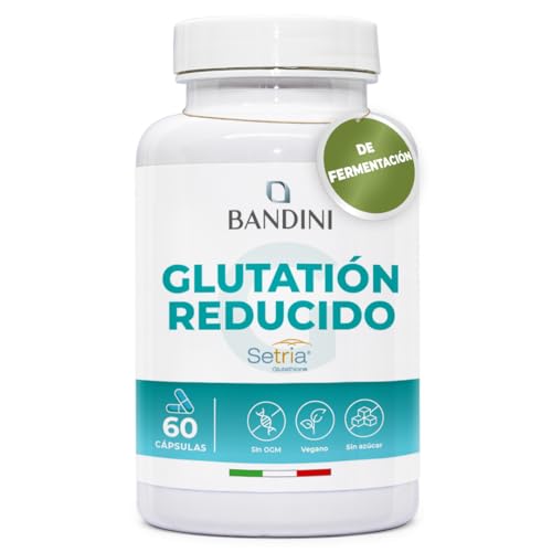 Bandini® Glutatión Potente Antioxidante Vegano   L Glutatión Setria Reducido y Bioactivo   Antienvejecimiento, Contrarresta los Radicales Libres y elimina Toxinas   Glutathione 60 Cápsulas, Kosher