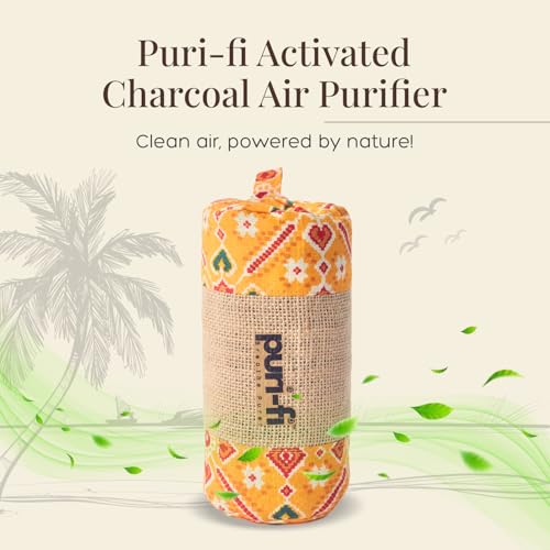 Image of Charcoal Air Purifier (Yellow Maze) - Non-Electric, Reusable Odor & Moisture Absorber with Coconut Shell Charcoal for Home, Car, Closet & Office. (400gm & 250g), Combo of 2