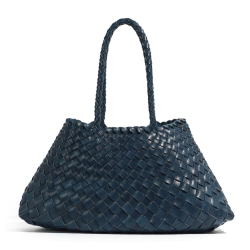 Image of Rejolly Basket Tote Bag for Women Woven PU Leather Shoulder Handbag Chic Purse