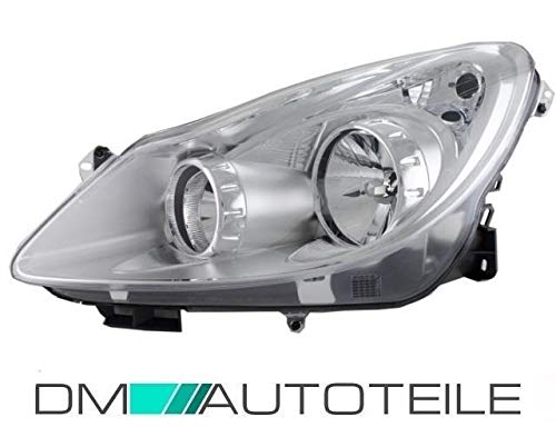 DM Autoteile H7 H1 Scheinwerfer Links für Corsa D 8-Pin Klarglas Chrom Bj. 06-11 VALEO SYSTEM