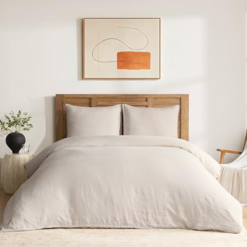 DAPU 100% French Linen Duvet Cover 3Pcs Set, 170GSM Linen...
