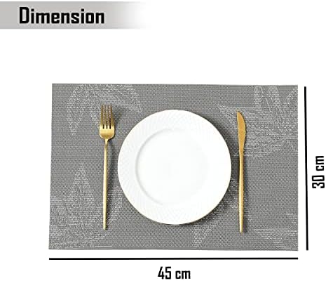 HOKIPO PVC Washable Mats for Dining Table - 45x30 cm Placemats, Set of 4 (AR3114)