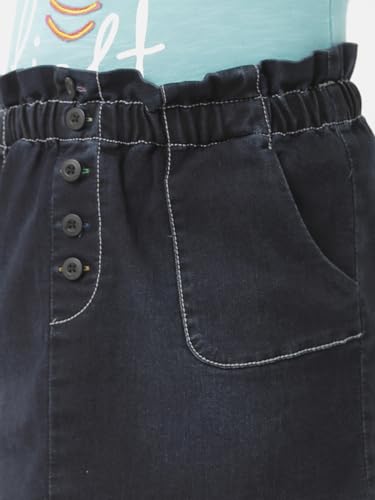 Image of Under Fourteen Only Girls Lycra Denim Skirt | Woven | Stylish, Trendy & Morden Look for Young Girls (, Navy)