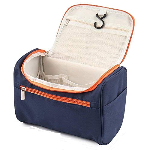 FLYMUG Makeup Cosmetic Bag for Women Cosmetic Travel Bathroom Makeup Bag Large Travel Toiletry Case for Girls Brush Reusable Toiletry Kit (Large, Blue)