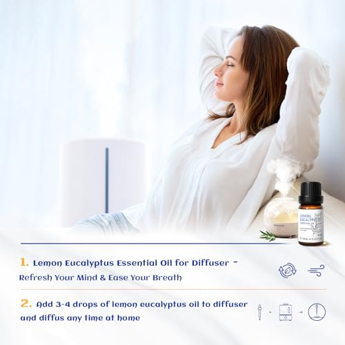 Image of HIQILI Lemon Eucalyptus Oil, for Spary, Diffuser, Indoors, Outdoors, Garden, Yard, 100% Pure Natural - 0.33 Fl Oz