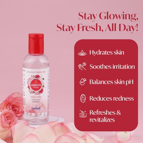 Image of Leeford Leeglys Glycerin with Rose Water For Dry, Chapped, Damaged Skin & Diaper Rashes | Soothes, Softens & Locks in Moisture | Multipurpose Skin Protectant 60ml (Pack of 2)