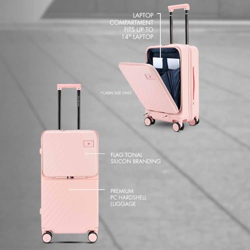 Image of Tommy Hilfiger Cabin Size Luggage Duke - Blush Pink |Carry-On Trolley Bag with TSA Lock |360 Spinner Wheels |Telescopic Handle |Hardshell PC Suitcase | Laptop Compartment | 56cm | 44L Capacity