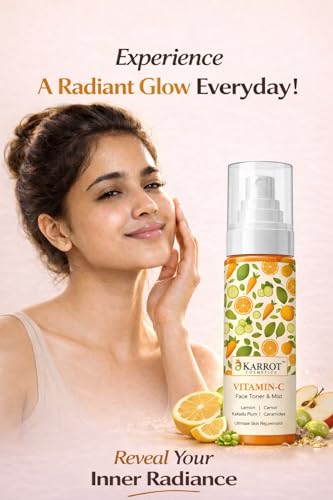 Image of Karrot Vitamin C Face Toner & Mist 100ml for Skin Rejuvenation & Dark Spots - with Kakadu Plum, Ethyl Ascorbic Acid, Niacinamide, Ceramides & Carrot, pH Balanced