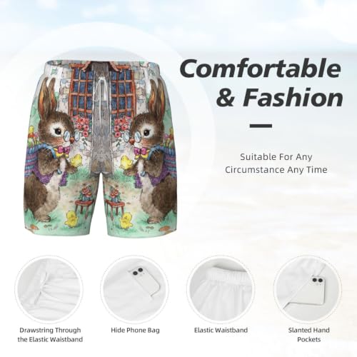 Bañador de hombre Easter Bunny casual para playa y surf con bolsillos cómodos 5