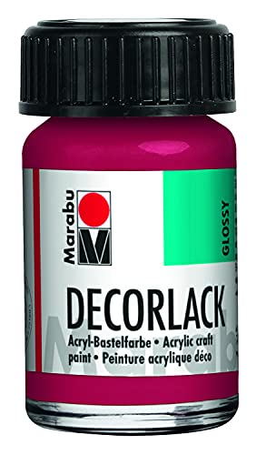 Preisvergleich Produktbild Marabu 11300039032 - Decorlack Acryl Karminrot 032, 15 ml, hochglänzender Acryllack auf Wasserbasis, wetterfest, speichelfest, zum Malen, Schablonieren und für Serviettentechnik
