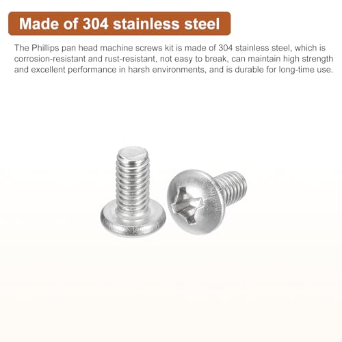 DTGN 5/16-18x5/8" Pan Head Machine Screws, 25Pcs 304 Stainless Steel, Phillips Drive, UNC Full Thread, Bright Finish, Screws Bolts Kit - Image 3