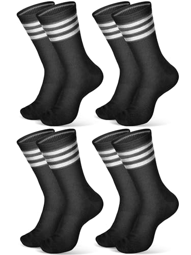 Breathffy 4 Pairs Glow in Dark Socks Cycling High Reflective Running Socks Night Safety Hosiery Compression Athletic(Black)