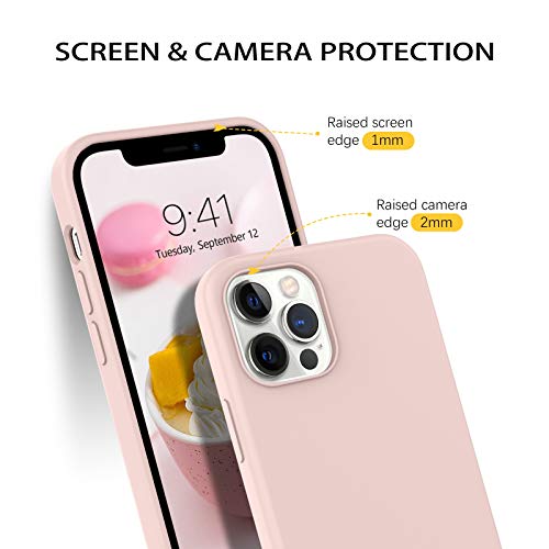 Coque silicone liquide premium rose avec doublure microfibre iPhone 2020 - 5