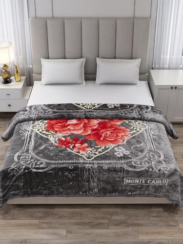 Image of Monte Carlo Double Bed Heavy Winter Blanket (160 X 220) Roman Plus 1 Ply Super Soft 550 GSM | 3 KG, (240x220 CM), Dark Grey