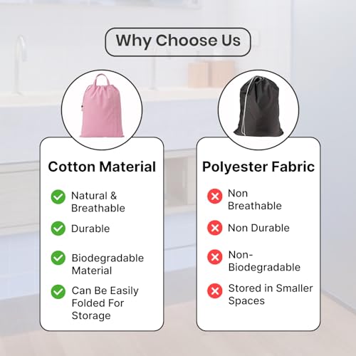 LFH Home Large Premium 1pack Cotton Canvas Laundry Bag with Drawstring and Handles Heavy Duty, Multi-Use, Washable for Home, Travel, College or Storage 28x40-Pink by LFH Home Private Limited - Image 9