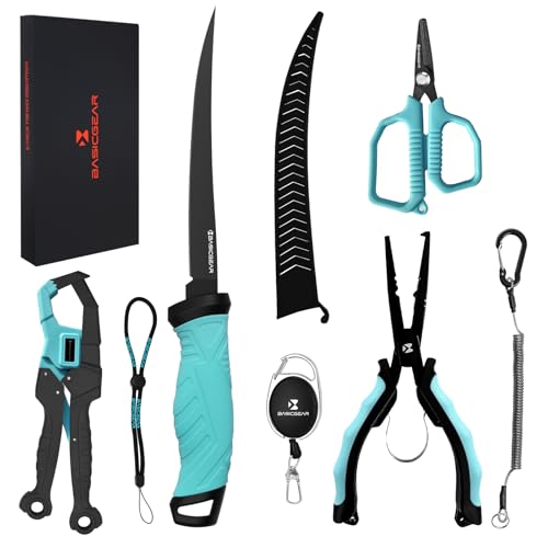 BasicGear Fishing Tool Kit, Pliers, Gripper, Scissors, Knife, Blue - image 1
