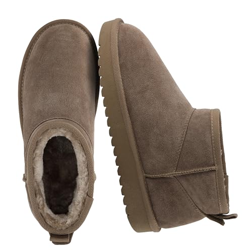 Image of CUSHIONAIRE Hip-3 Genuine Suede Leather Ankle Boots for Women - Pull On Cozy Faux Fur Boots Womens Shoes with Comfortable Memory Foam
