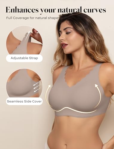 Image of COMFELIE Wireless Bra Seamless Comfort Everyday Bra for Women, Breathable Seamless Bra with Scallop Edges