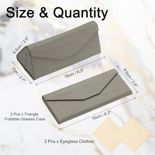 Image of PATIKIL Foldable Glasses Case, Triangle Magnetic Sunglasses Organizer Case PU Leather Eyeglass Case with Cloth for Glasses