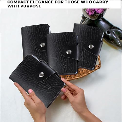 Image of Kraptick Pocket Cards Holder - Compact Lightweight Wallet for Credit and Debit Cards, Multi-Functional Card Organizer, Durable Card Carrier with 16 Slots for Easy Access & Storage (Black) (Pack of 4)