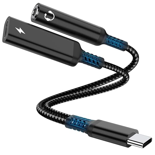 Marsno USB C to 3.5mm Headphone and Charger Adapter, 2-in-1 USB Type C to Aux Audio Jack Splitter, PD 60W Fast Charging Dongle for iPhone 17/16/15, Galaxy S25/S24/S23, iPad Pro, Pixel (Black)