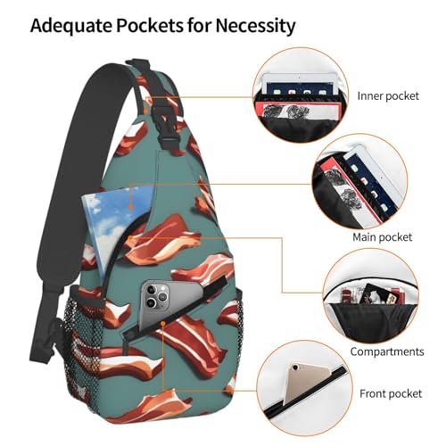 Mochila Sling estampado tocino para senderismo y viaje miniatura 4