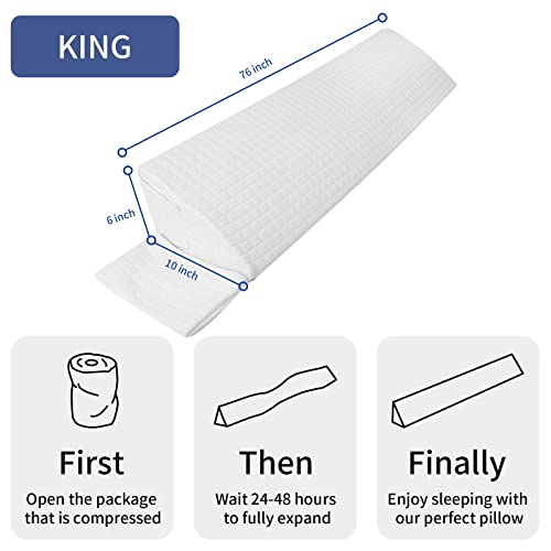 Saheyer King(76"X 10"X 6") Bed Wedge Pillow/Bed Wedge Mattress Filler/Bed Headboard Pillow Wedge, Close Gap (0-6") Between Your Headboard And Mattress Or Bed Without Headboard(White) #TOP6