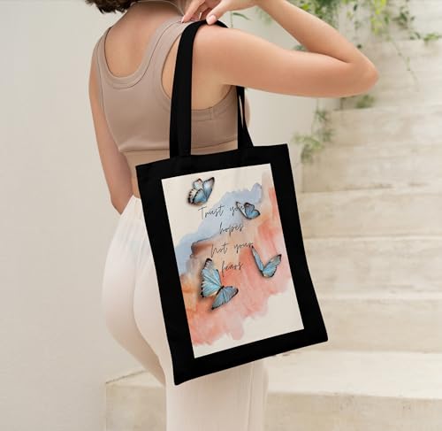 Image of TrendoPrint Canvas Tote Bags for Women with Zip, College Bag for Girls, 100% Organic Cotton Tote Bag for Shopping, Travel & Beach