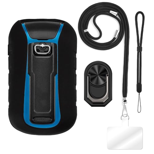ESCAMOT [4 en 1] Funda Compatible con Garmin eTrex Touch 35 con Lanyard, Correa de Mano y Anillo, Funda Protectora Antigolpes Kit de Viaje (Conjunto Negro)