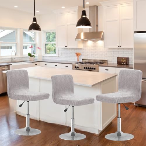 Image of Chair Covers Bar Stool Cover 4pc Bar Chair Cover Swivel Bar Stool Slipcover | Waterproof Counter Height Bar Stool Cover High Back Chair Cover Counter Stool Bar Chair Covers for Kitchen Pub Dining Room,12