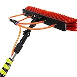 SAIAODI Cepillo de Limpieza de Ventanas, Herramienta Limpieza Paneles Solares, Barra Telescópica Cepillo de Polvo, Manguera de 20 M, Varilla Telescópica de Aleación de Aluminio, Accesorios de Latón