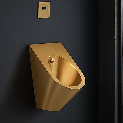 iumLeap Bathroom Men's Urinal, Wall-Mounted High-Efficiency Public Toilet Sanitary Ware Commercial Stainless Steel Non-Contact Public Toilet Urinals,Gold