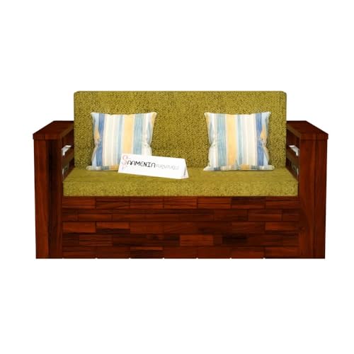 Image of Mamta Furniture Solid Wood Foster 2 Seater Sofa Cum Bed for Living Room | Two Seater Queen Size Sofa Bed for Home | Sofa Com Bed | Sheesham Wood Mahogany Finish