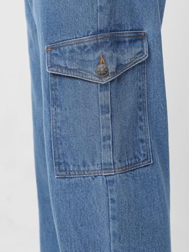 Image of Neostreak Men's Loose Baggy Fit Washed Cargo Jeans with 6 Pockets Non-Stretchable
