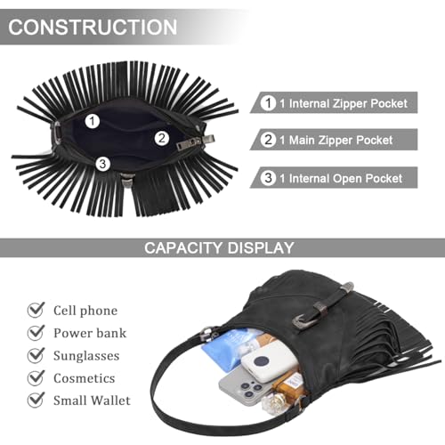 Sunwel Fashion Small Western Fringe Underarm Purse Mini Hipppie Shoulder Bag with Tassel for Women2