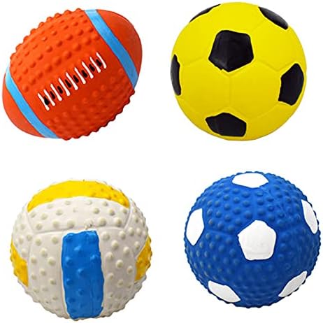 T'CHAQUE Squeaky Dog Toys, Natural Latex Rubber Dog Balls, Soft, Bouncy & Durable for Small Medium Dogs Puppy Interactive Chew Sound Fetch Play Dog Squeaky Toy Ball, Set of 4, M