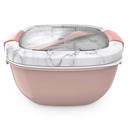 Bentgo Salad Lunch Container with Toppings Tray and Fork (Blush Marble) - Image 3