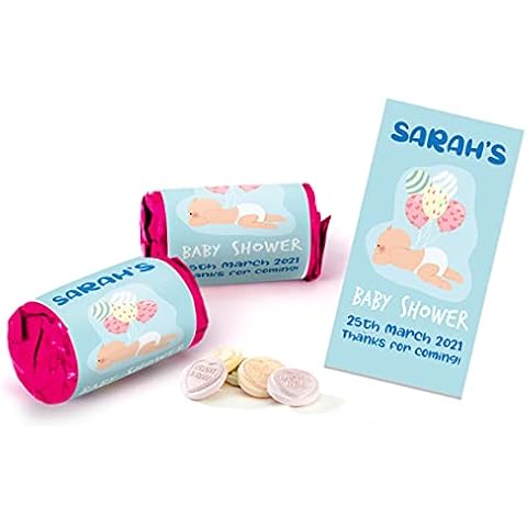 Colourbat x40 Sweet Rolls Personalised Baby Shower Sweets Mini Love Hearts Party Favours for Guests Suitable for Vegetarians Vegans Halal B34 Cover