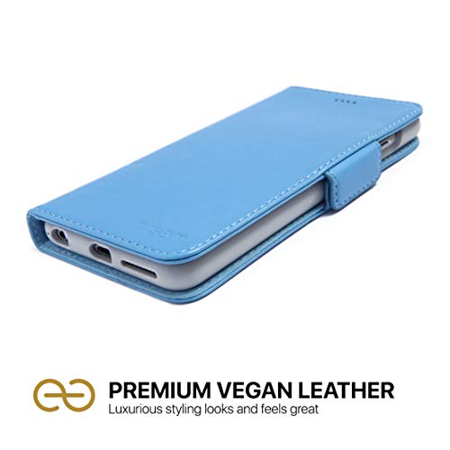 Image of dreem Fibonacci 2-in-1 Wallet Case for Apple iPhone 8 Plus & 7 Plus - Luxury Vegan Leather, Magnetic Detachable Shockproof Phone Case, RFID Card Protection, 2-Way Flip Stand - Sky