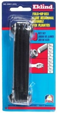 Eklind 20911 9 Piece Classic Fold-Up SAE Hex Key Set (5/64" to 1/4")
